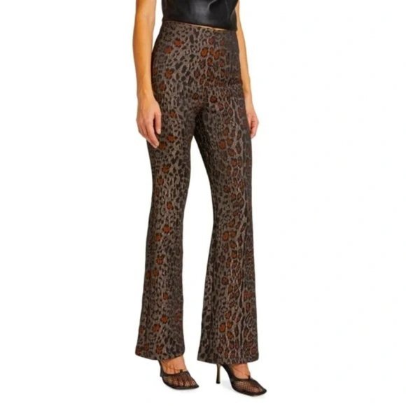 NWT Ksubi The 3AM Pants Leopard Print Flare Size 28 Jacquard Brown Hi-rise Lined - Picture 1 of 13